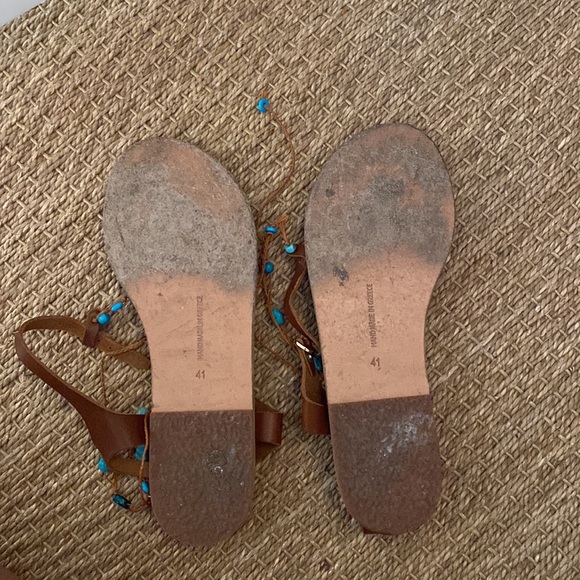 Turquoise and brown Ancient Greek Sandals. Size 41. - Picture 2 of 2